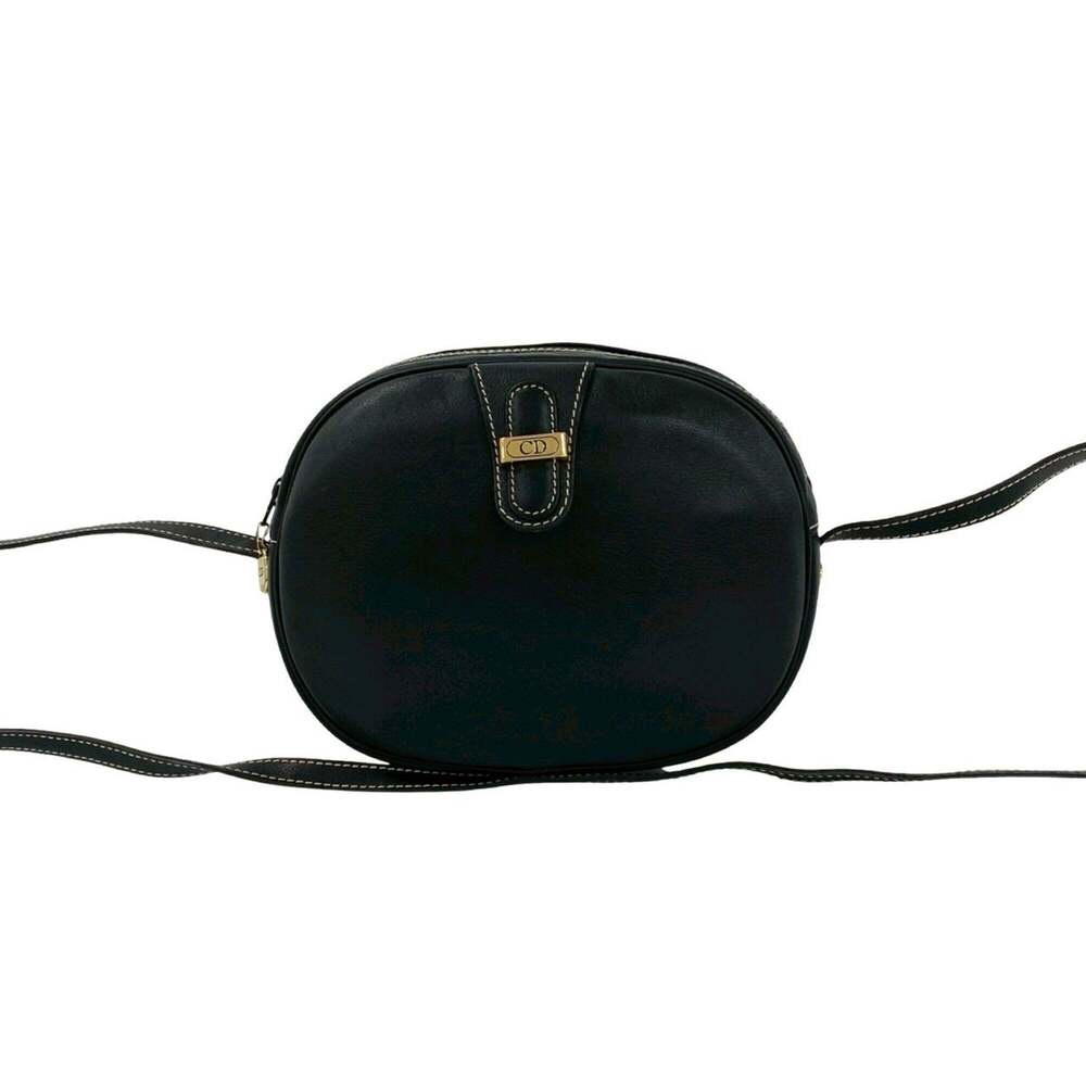CHRISTIAN DIOR Vintage Black Leather Shoulder Bag